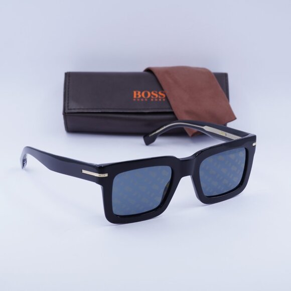 Hugo BOSS 1501/S 0807 7Y Square Sunglasses - Black/Grey with Gold Logo - Picture 4 of 11